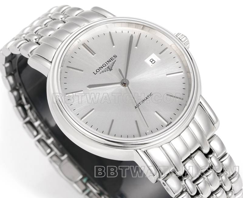 浪琴超级克隆手表XC厂优雅40mm银盘L888机械机芯钢带款正面实拍图