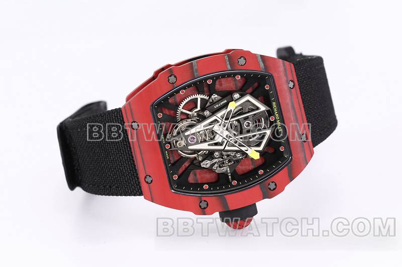 理查德米勒超级克隆手表BBS厂陀飞轮机械黑色橡胶编织魔术贴表带RM27-03正面实拍图