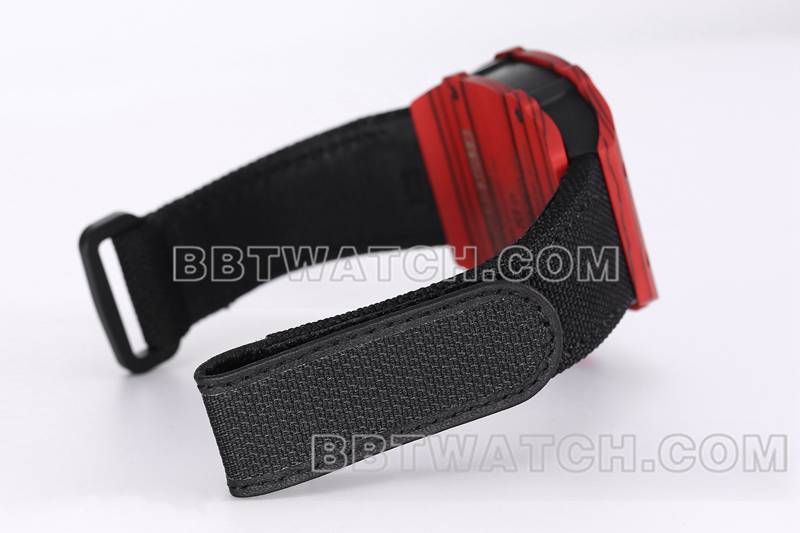 理查德米勒超级克隆手表BBS厂陀飞轮机械黑色橡胶编织魔术贴表带RM27-03表带实拍图