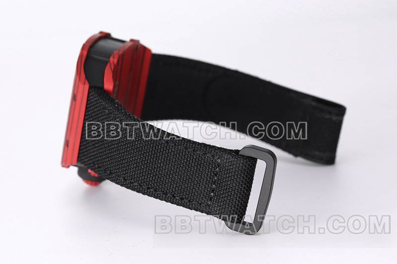 理查德米勒超级克隆手表BBS厂陀飞轮机械黑色橡胶编织魔术贴表带RM27-03表带实拍图