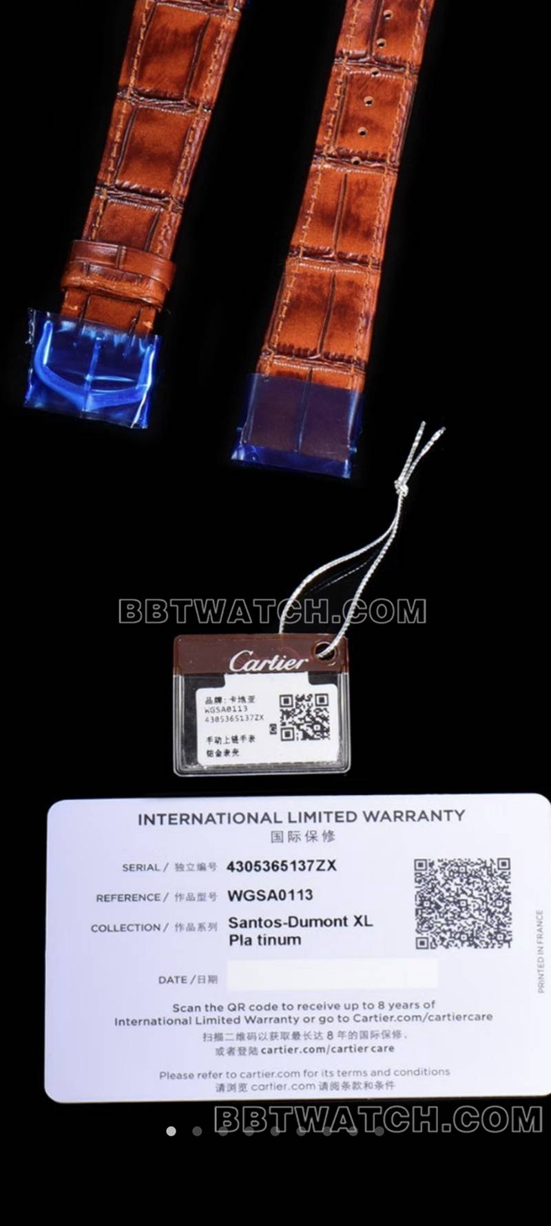 卡地亚顶级复刻手表F1厂山度士粉盘皮带款表带实拍图