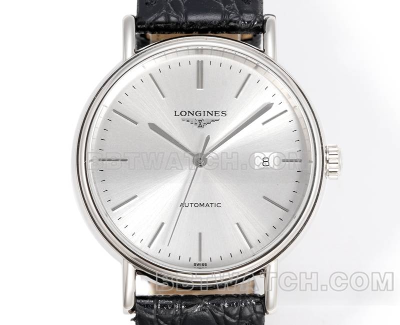 浪琴最佳复刻手表XC厂优雅40mm银盘L888机械机芯皮带款正面实拍图