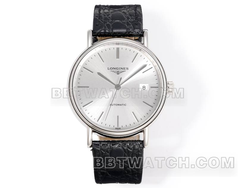 浪琴最佳复刻手表XC厂优雅40mm银盘L888机械机芯皮带款正面实拍图