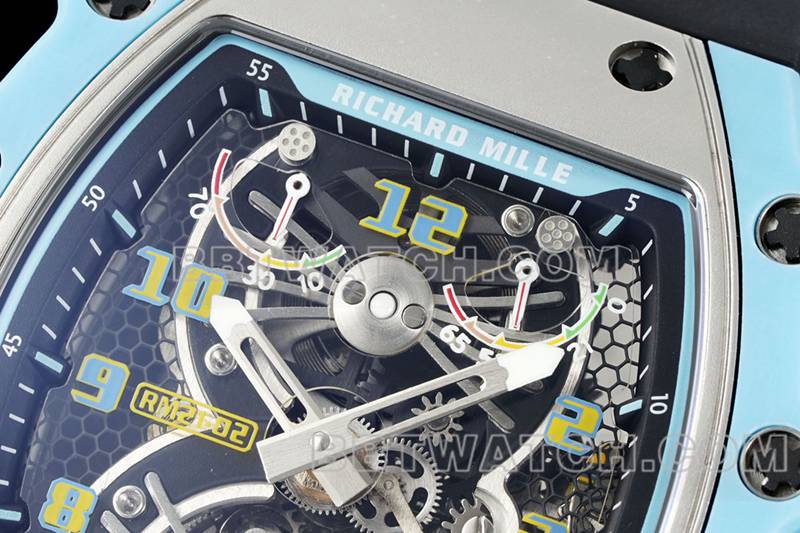 理查德米尔最优复刻手表镂空盘陀飞轮机械黑色橡胶款RM 21-02正面实拍图