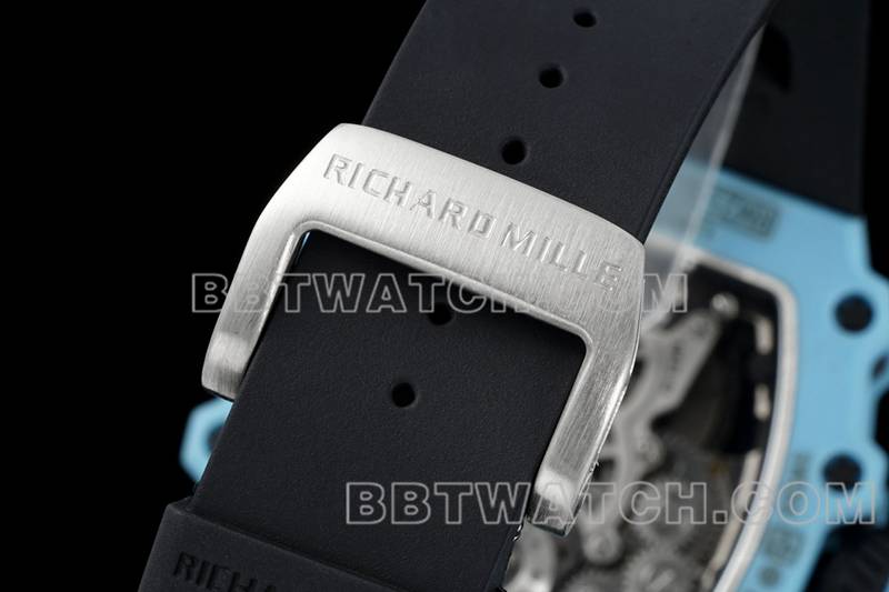 理查德米尔最优复刻手表镂空盘陀飞轮机械黑色橡胶款RM 21-02表带实拍图