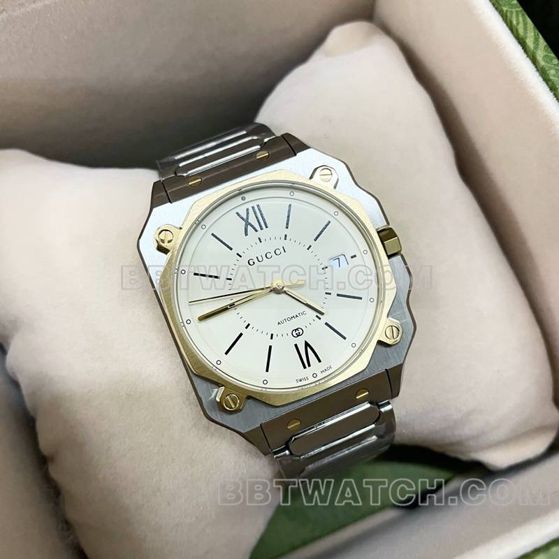 古驰最优复刻手表米盘36mm机械钢带款正面实拍图