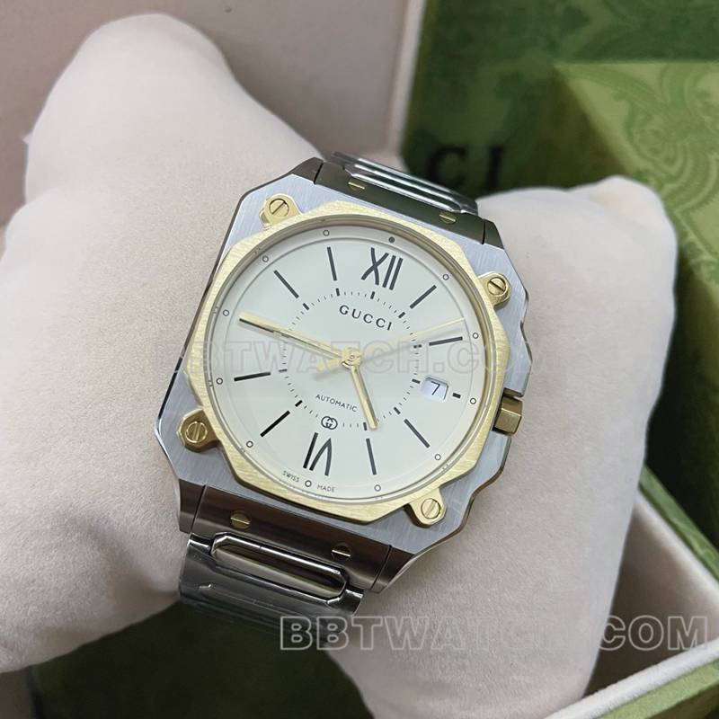 古驰最优复刻手表米盘36mm机械钢带款正面实拍图