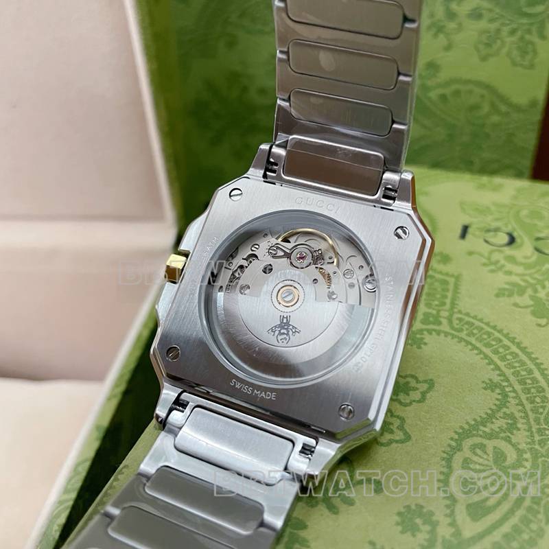古驰最优复刻手表米盘36mm机械钢带款背面实拍图