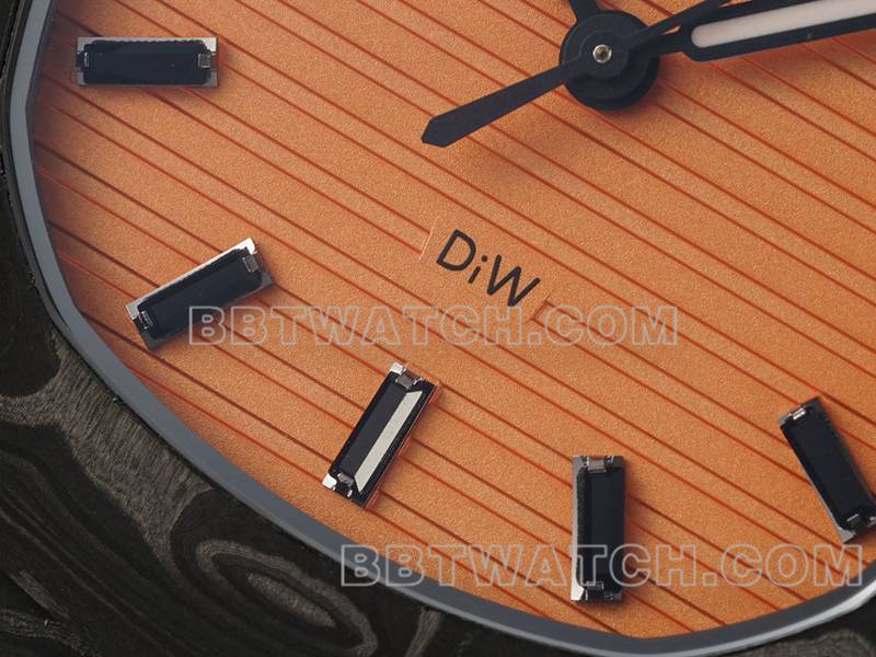 百达翡丽顶级复刻手表DIW厂鹦鹉螺橙盘碳纤维机械钢带款5711正面实拍图
