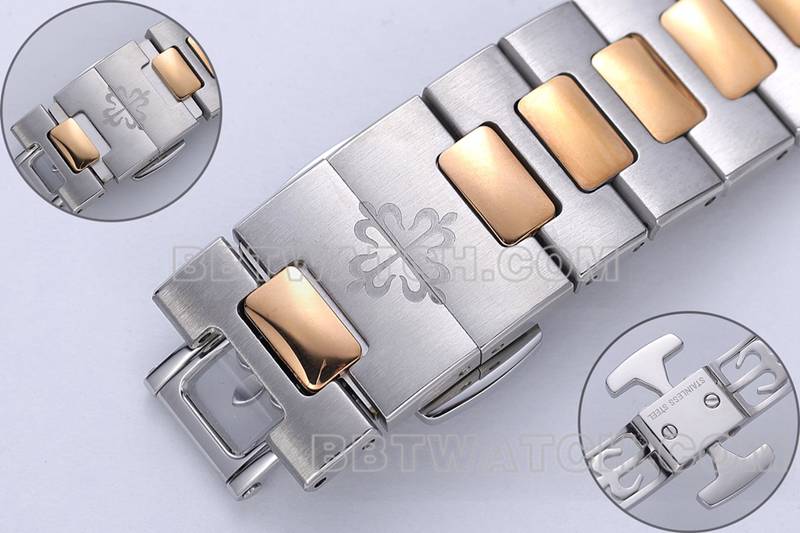 百达翡丽最佳复刻手表PPF厂45MM蓝盘机械间金钢带款5821表带实拍图