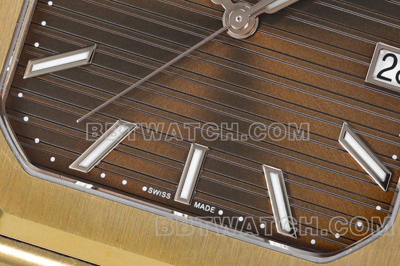 百达翡丽顶级复刻手表PPF厂45MM棕盘机械玫瑰金钢带款5821正面实拍图