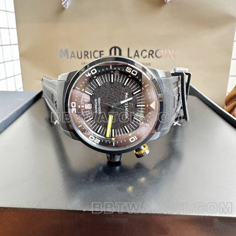 艾美最佳复刻手表原单奔涛S黑盘42mm机械黑色橡胶款正面实拍图