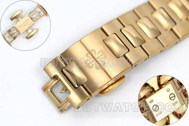 百达翡丽顶级复刻手表PPF厂45MM棕盘机械玫瑰金钢带款5821表带实拍图