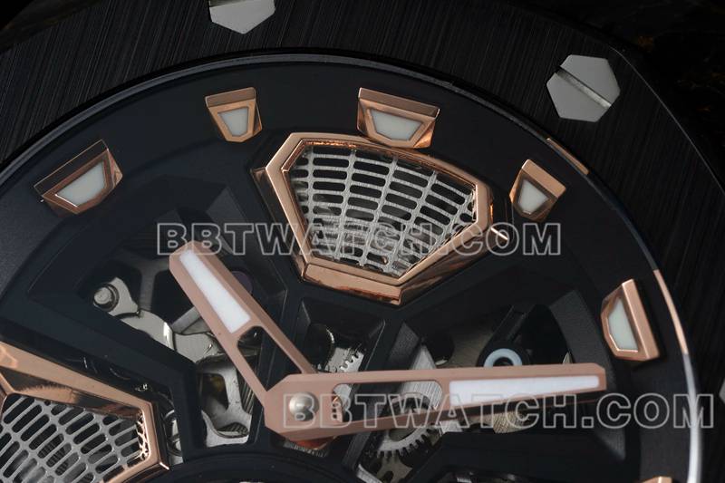 爱彼最佳复刻手表RM厂皇家橡树离岸型浮动陀飞轮机械红色橡胶款正面实拍图