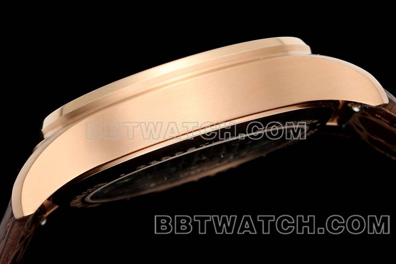 万国最优复刻手表RMS厂葡萄牙白盘玫瑰金陀飞轮机械皮带款侧面实拍图