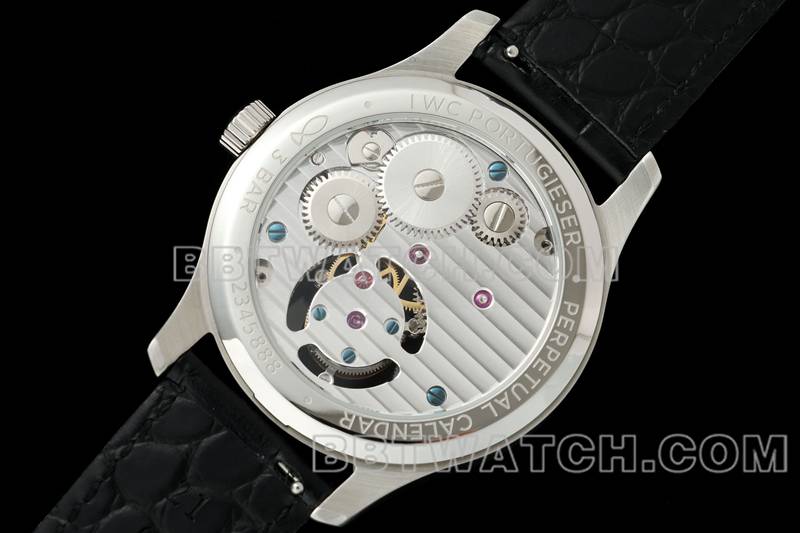 Universal beste Replik Uhren RMS Fabrik Portugal weiße Scheibe Gold Nadel Tourbillon mechanische Gürtel Modelle zurück echtes Bild