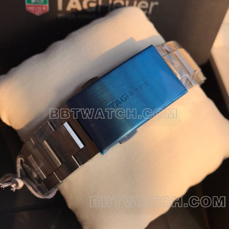 泰格豪雅顶级复刻手表竞潜41mm白盘橙针机械钢带款表带实拍图