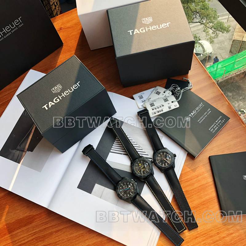 泰格豪雅最优复刻手表竞潜黑盘碳纤维41mm机械皮带款正面实拍图
