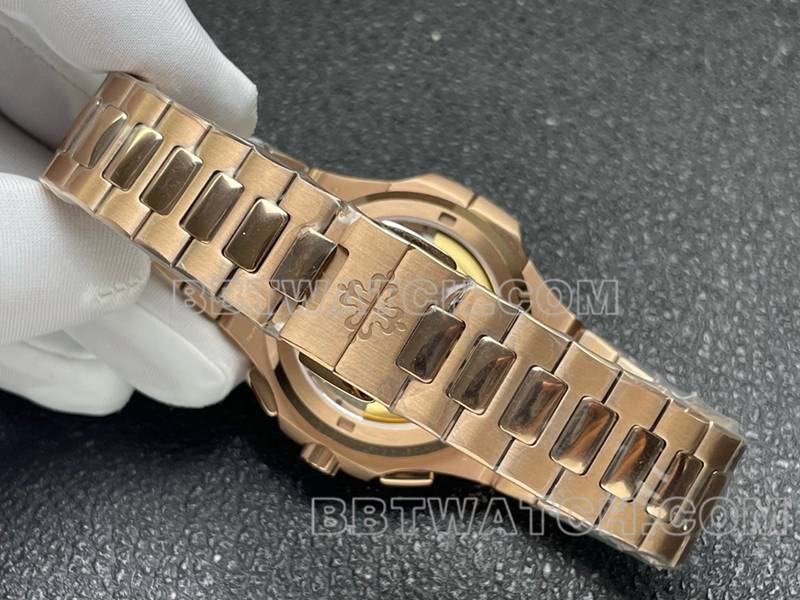 Patek Philippe Super Clone Watch Sport Elegant Blaue Scheibe Mechanisch Rose Gold Stahlband Modell 5990 Armband Tatsächliche Bilder