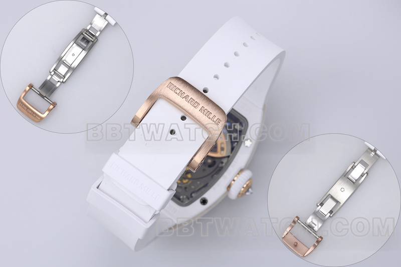 Richard Mille Super Clone Watch ZF Factory White Ceramic Red Disc Diamonds Mechanical Watch RM07-1 Strap Actual Picture
