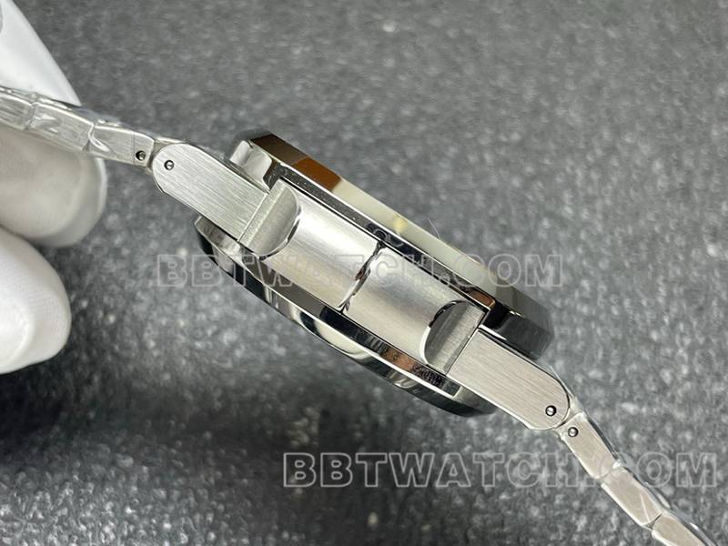 百达翡丽最佳复刻手表运动优雅灰盘机械钢带款5990侧面实拍图