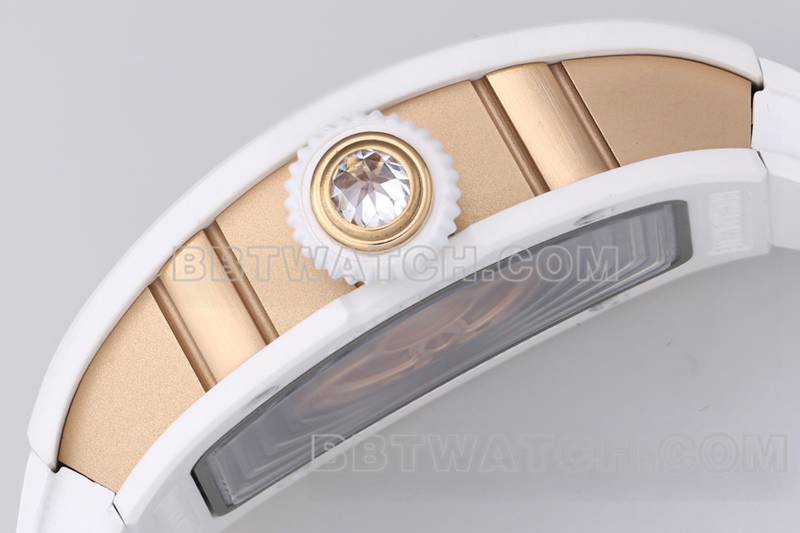 Richard Mille top replica watches ZF factory white ceramic black plate diamonds mechanical watches RM07-1 side real picture