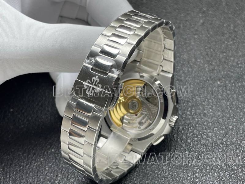 百达翡丽顶级复刻手表运动优雅蓝盘机械钢带款5990表带实拍图