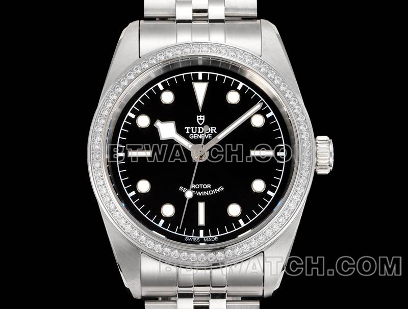 Tudor 1:1 replica watches V9 factory Biwan black disk 41mm Swarovski diamond ring mechanical steel belt models front real picture