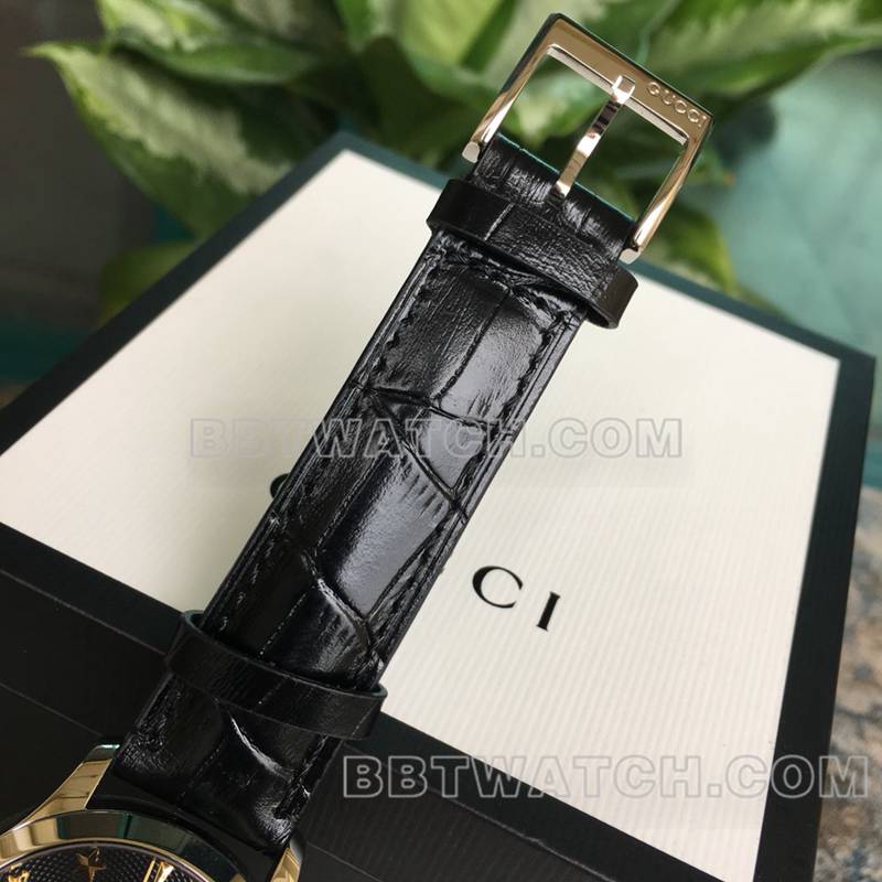 古驰1:1复刻手表39mm小蜜蜂ETA-2824机械机芯皮带款表带实拍图