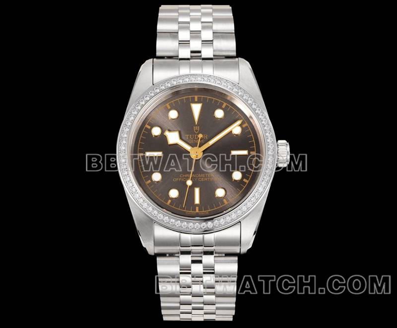 Tudor Beste Replik Uhren V9 Fabrik Biwan Braun Disc 41mm Swarovski Diamant Ring Mechanische Stahlband Modelle Vorderseite Tatsächliches Bild