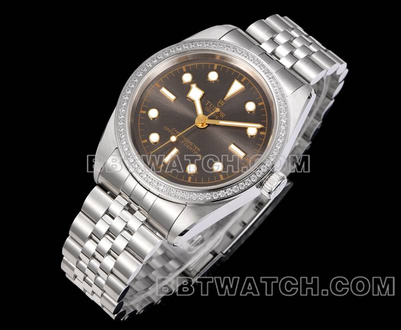 Tudor Beste Replik Uhren V9 Fabrik Biwan Braun Disc 41mm Swarovski Diamant Ring Mechanische Stahlband Modelle Vorderseite Tatsächliches Bild
