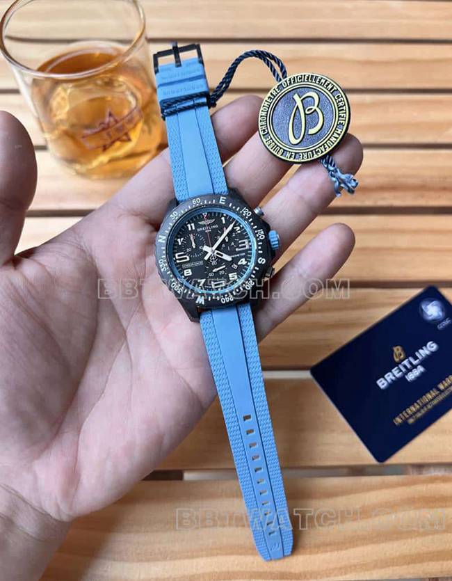 Top réplique montres Breitling original single professional black disc 38mm quartz blue rubber models front real picture