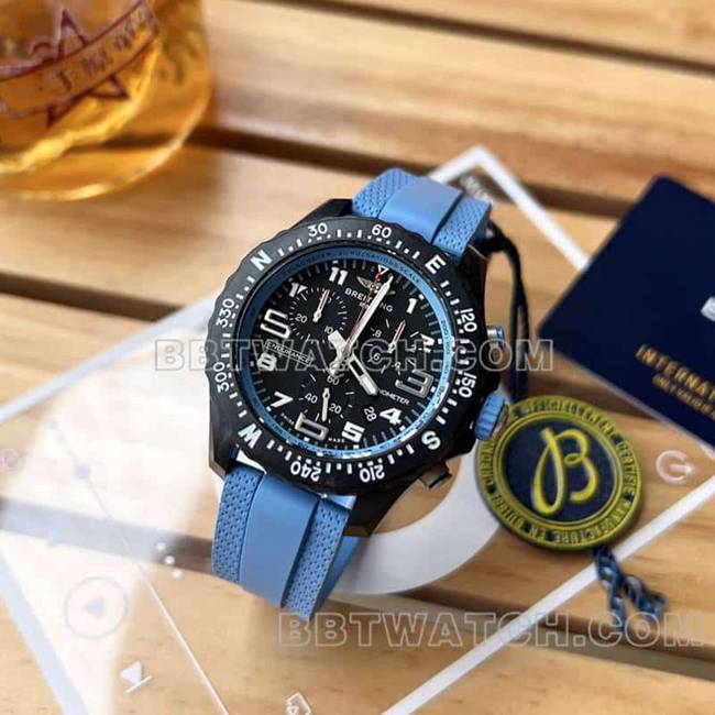 Top réplique montres Breitling original single professional black disc 38mm quartz blue rubber models front real picture