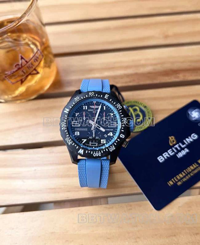Top réplique montres Breitling original single professional black disc 38mm quartz blue rubber models front real picture