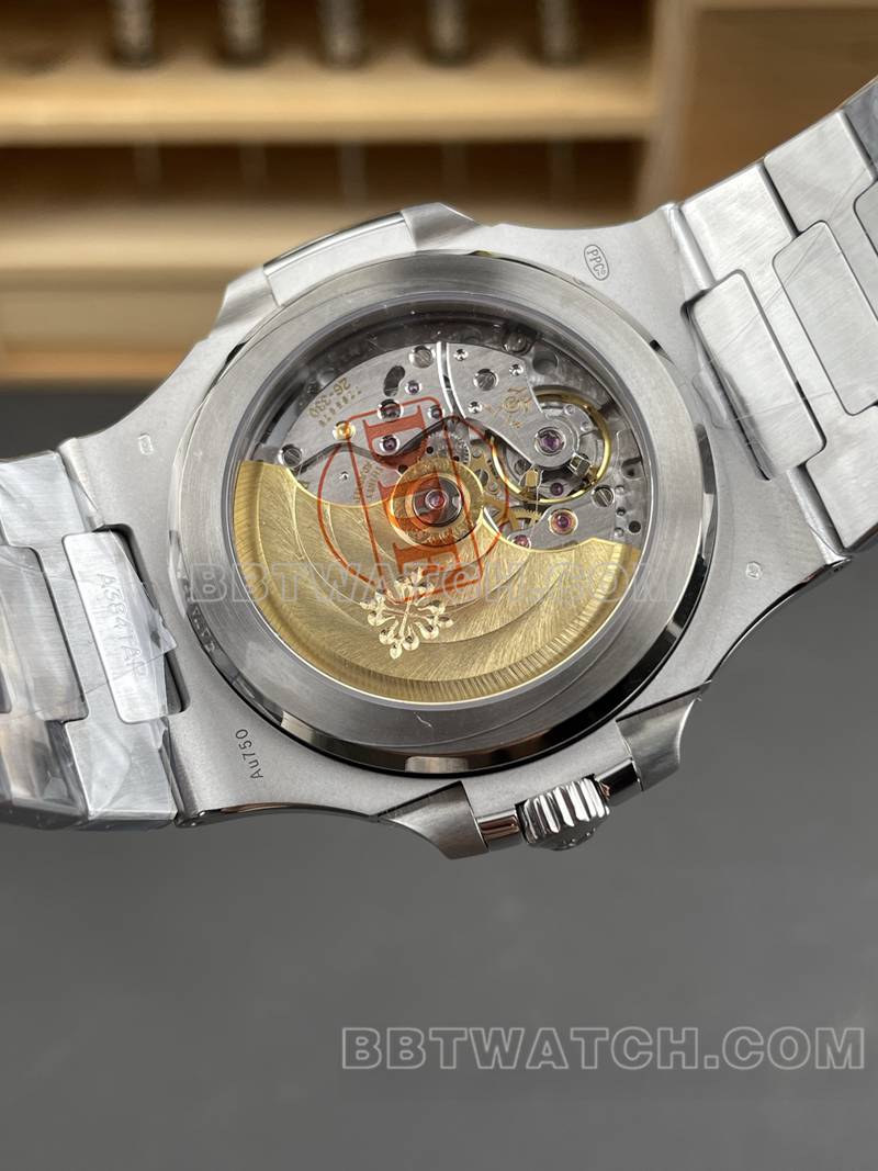 百达翡丽最优复刻手表DDF厂鹦鹉螺蓝盘41mm机械钢带款5811背面实拍图