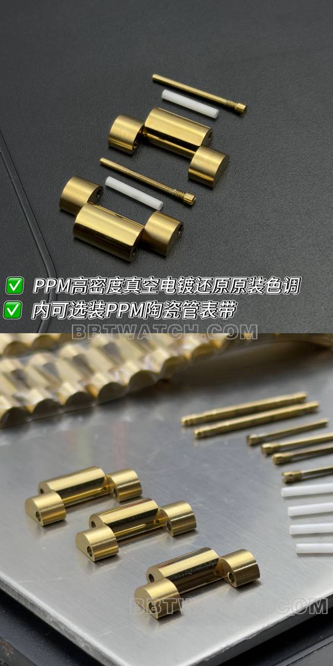 最佳复刻手表劳力士黑盘PPM厂星期日历机械黄金表扣实拍图