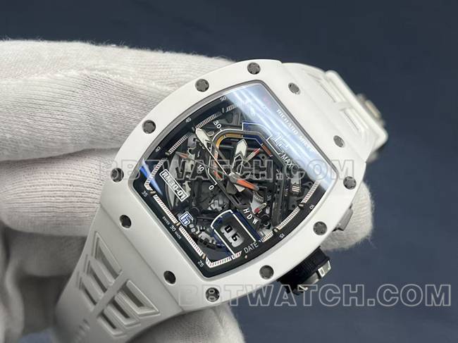 最优复刻手表理查德米勒RM30-01白陶瓷正面实拍图