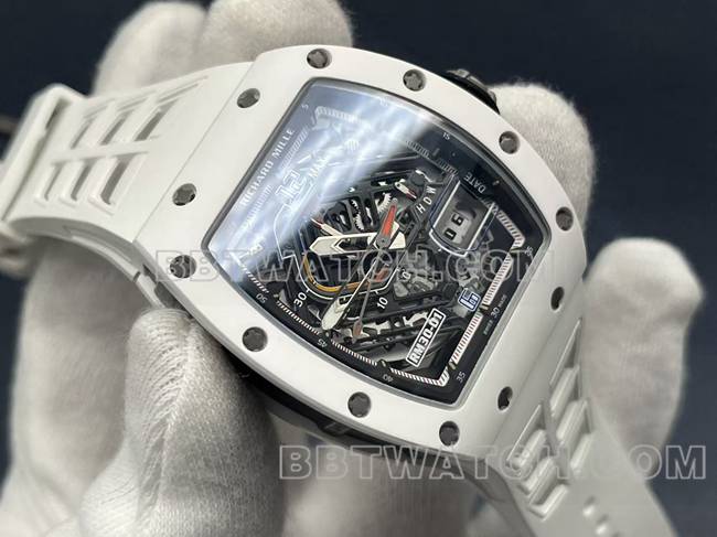 最优复刻手表理查德米勒RM30-01白陶瓷正面实拍图