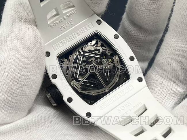 最优复刻手表理查德米勒RM30-01白陶瓷背面实拍图