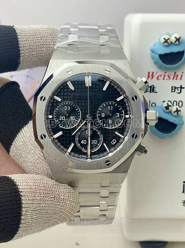 顶级复刻手表皇家橡树BLS厂爱彼蓝盘机械26420正面实拍图