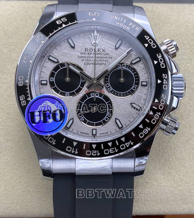 顶级复刻手表UFO厂迪通拿劳力士陨石盘4131机械正面实拍图