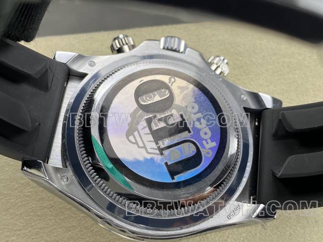 顶级复刻手表UFO厂迪通拿劳力士陨石盘4131机械背面实拍图