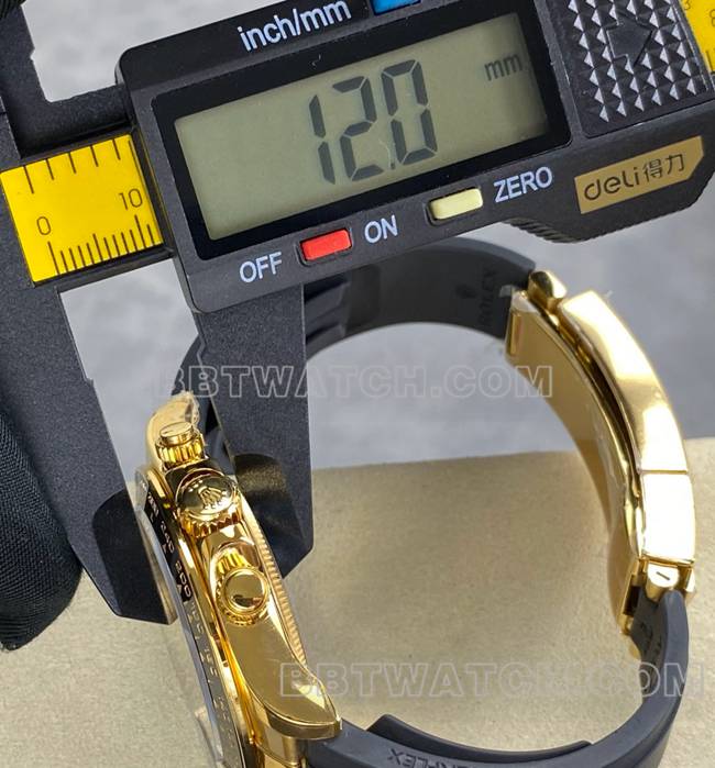 1:1复刻手表迪通拿UFO厂劳力士黄金壳陨石盘4131机械侧面实拍图