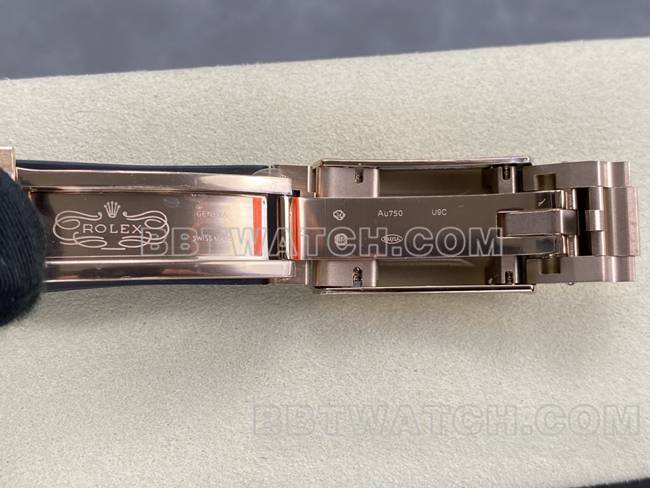 最佳复刻手表UFO厂迪通拿劳力士玫瑰金壳陨石盘4131机械表扣实拍图