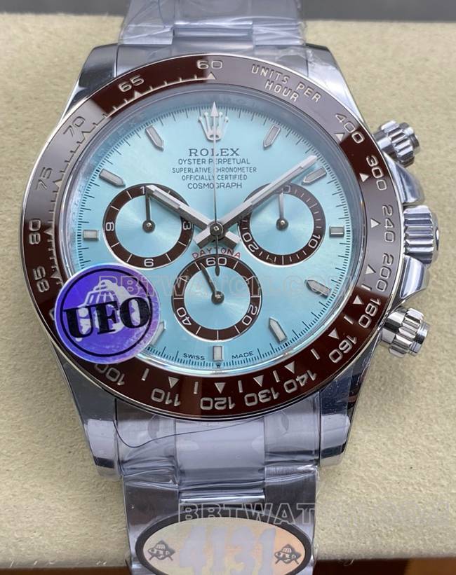 最优复刻手表UFO厂迪通拿劳力士冰蓝迪4131机械正面实拍图