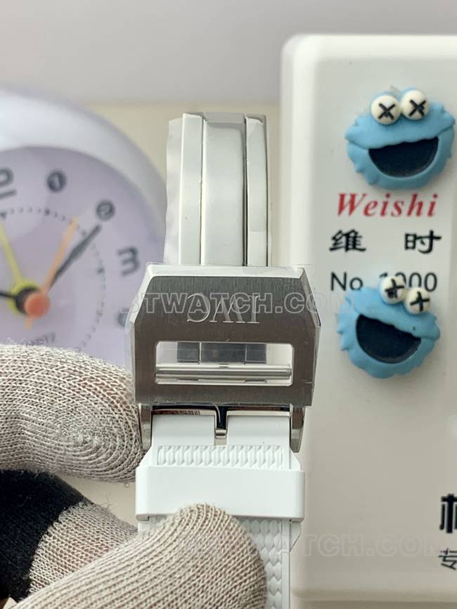 顶级复刻手表万国APS厂飞行员黑盘计时白陶瓷机械表扣实拍图