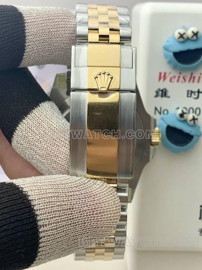 1:1复刻手表格林尼治VS厂劳力士间金皮蛋圈3285机械表带实拍图