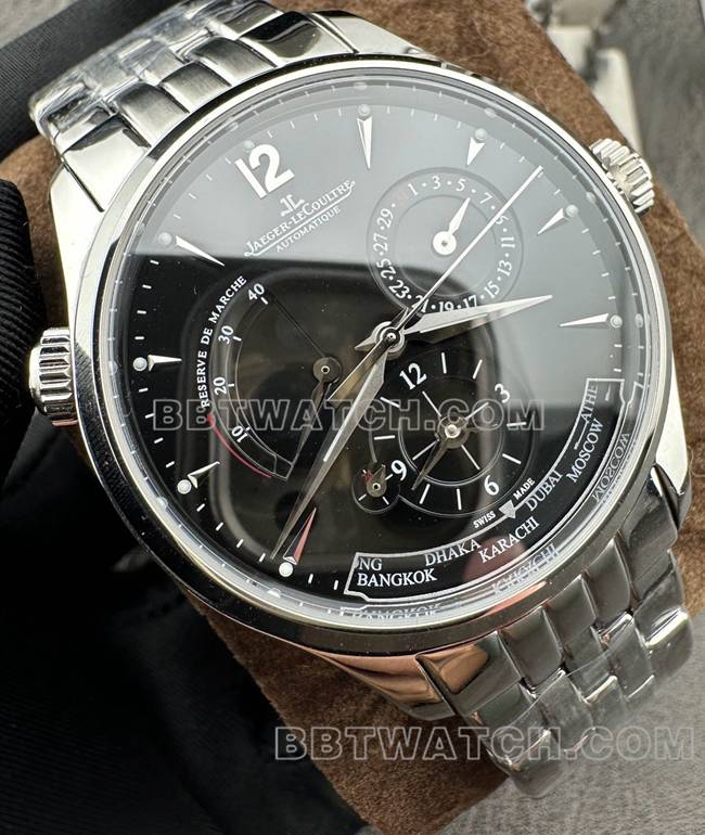 超级克隆手表积家9F厂大师黑盘机械1428421正面实拍图