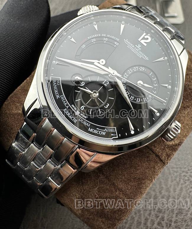 超级克隆手表积家9F厂大师黑盘机械1428421正面实拍图