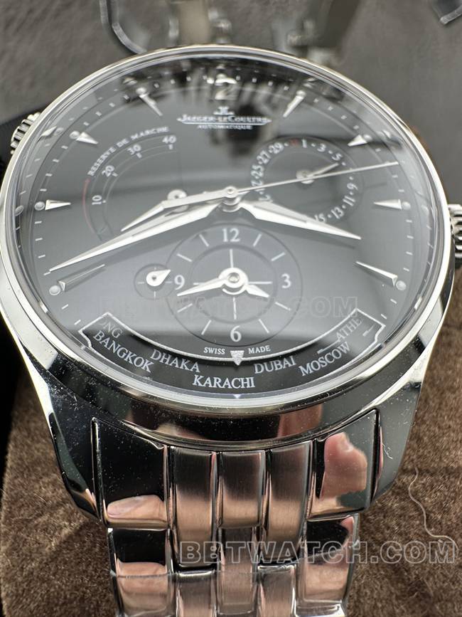 超级克隆手表积家9F厂大师黑盘机械1428421正面实拍图